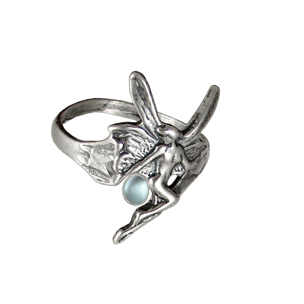Sterling Silver Fairy Ring With Blue Topaz Size 4